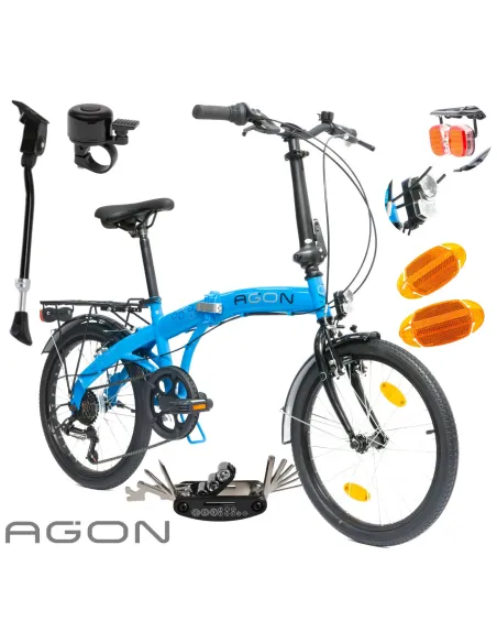 Rower Damski Męski Składany 20" SHIMANO Składak Oświetlenie Dynamo Bagażnik