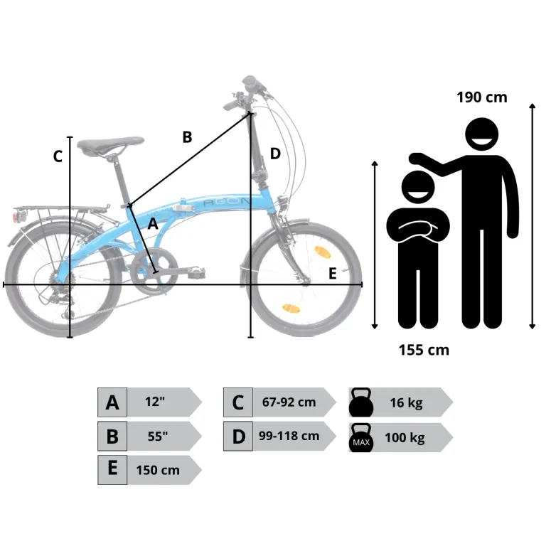 Rower Damski Męski Składany 20" SHIMANO Składak Oświetlenie Dynamo Bagażnik