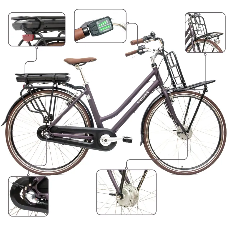 Rower Elektryczny Damski Miejski 28" SHIMANO Nexus 250 W LED Oświetlenie