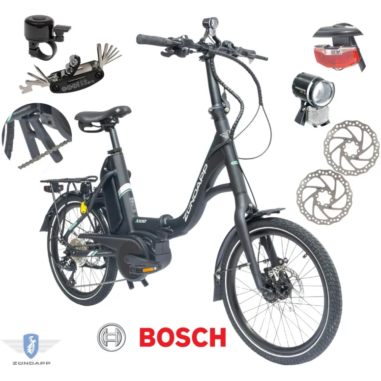 Rower Elektryczny Damski Męski Składany 20" BOSCH 250 W LCD Składak SHIMANO