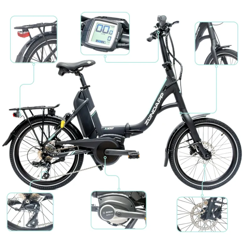 Rower Elektryczny Damski Męski Składany 20" BOSCH 250 W LCD Składak SHIMANO