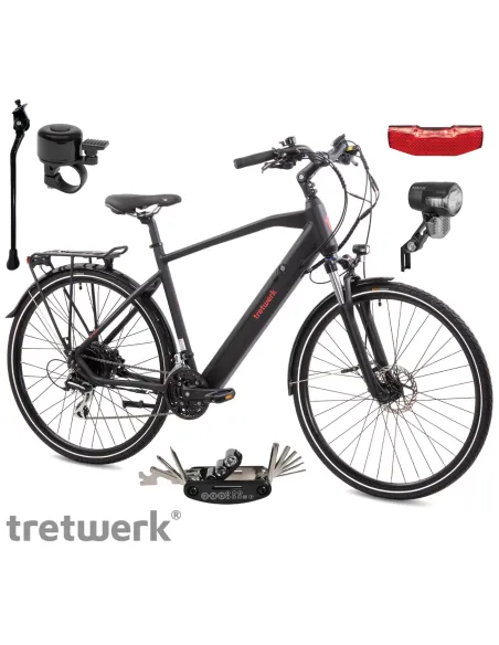 Elektryczny Rower Trekkingowy 28 Alu Wspomaganie 5 Trybów Bagażnik Światła