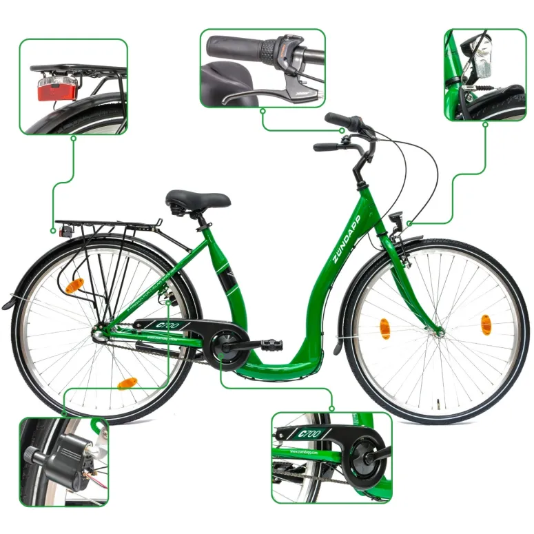 Rower Miejski Damski 28 Retro Nexus 3 Kontra Dzwonek Odblaski Oświetlenie