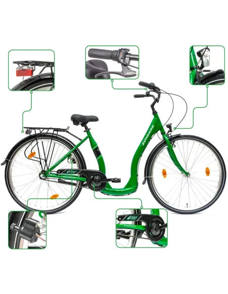 Rower Miejski Damski 28 Retro Nexus 3 Kontra Dzwonek Odblaski Oświetlenie