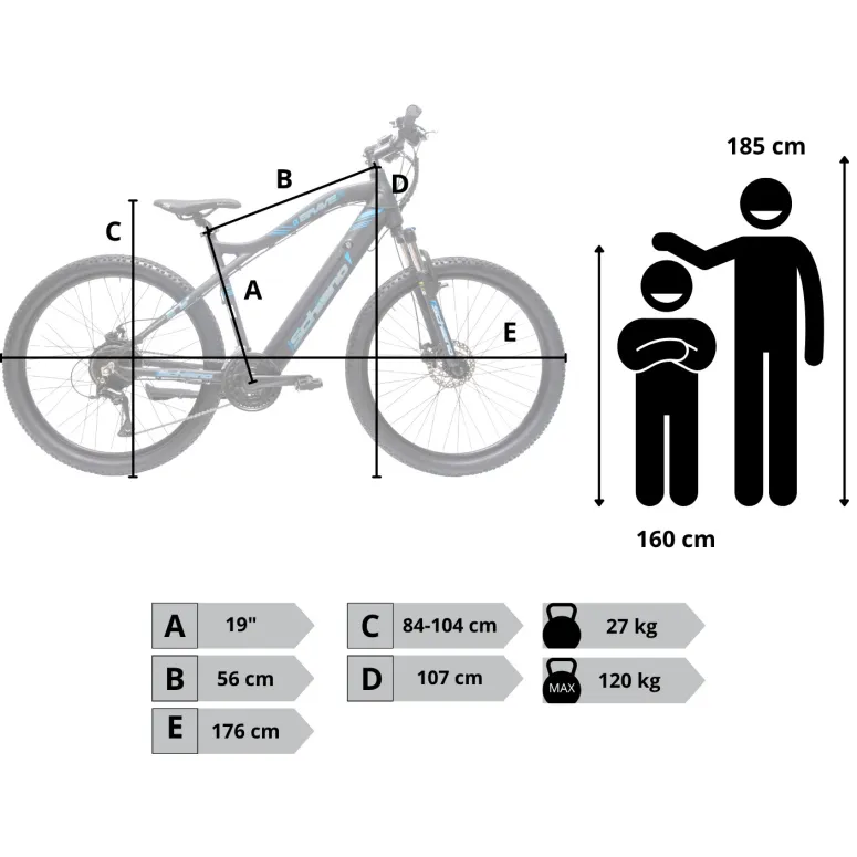 Rower Elektryczny Męski Damski Górski 27,5" MTB 250W Amortyzacja Tarcze LED