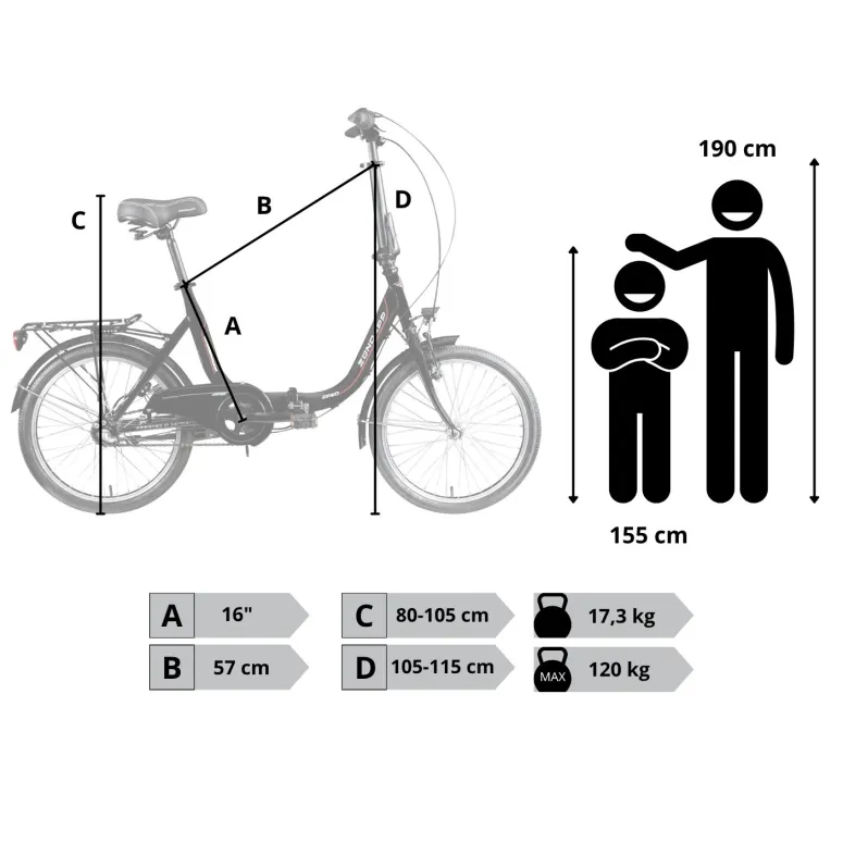 Rower Damski Męski Składany Miejski 20" Składak SHIMANO Nexus Oświetlenie