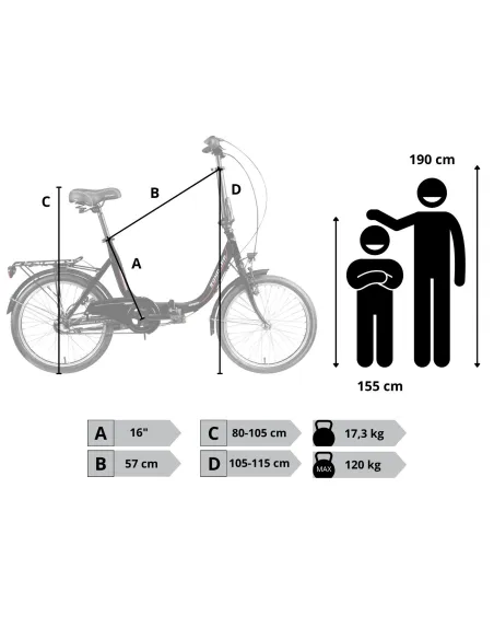Rower Damski Męski Składany Miejski 20" Składak SHIMANO Nexus Oświetlenie