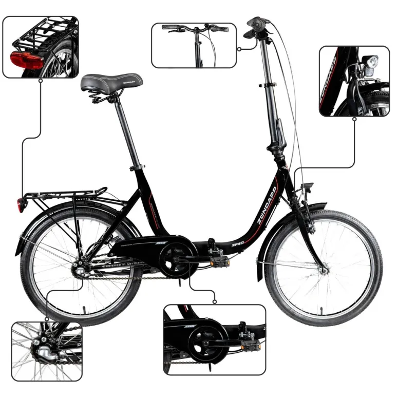 Rower Damski Męski Składany Miejski 20" Składak SHIMANO Nexus Oświetlenie