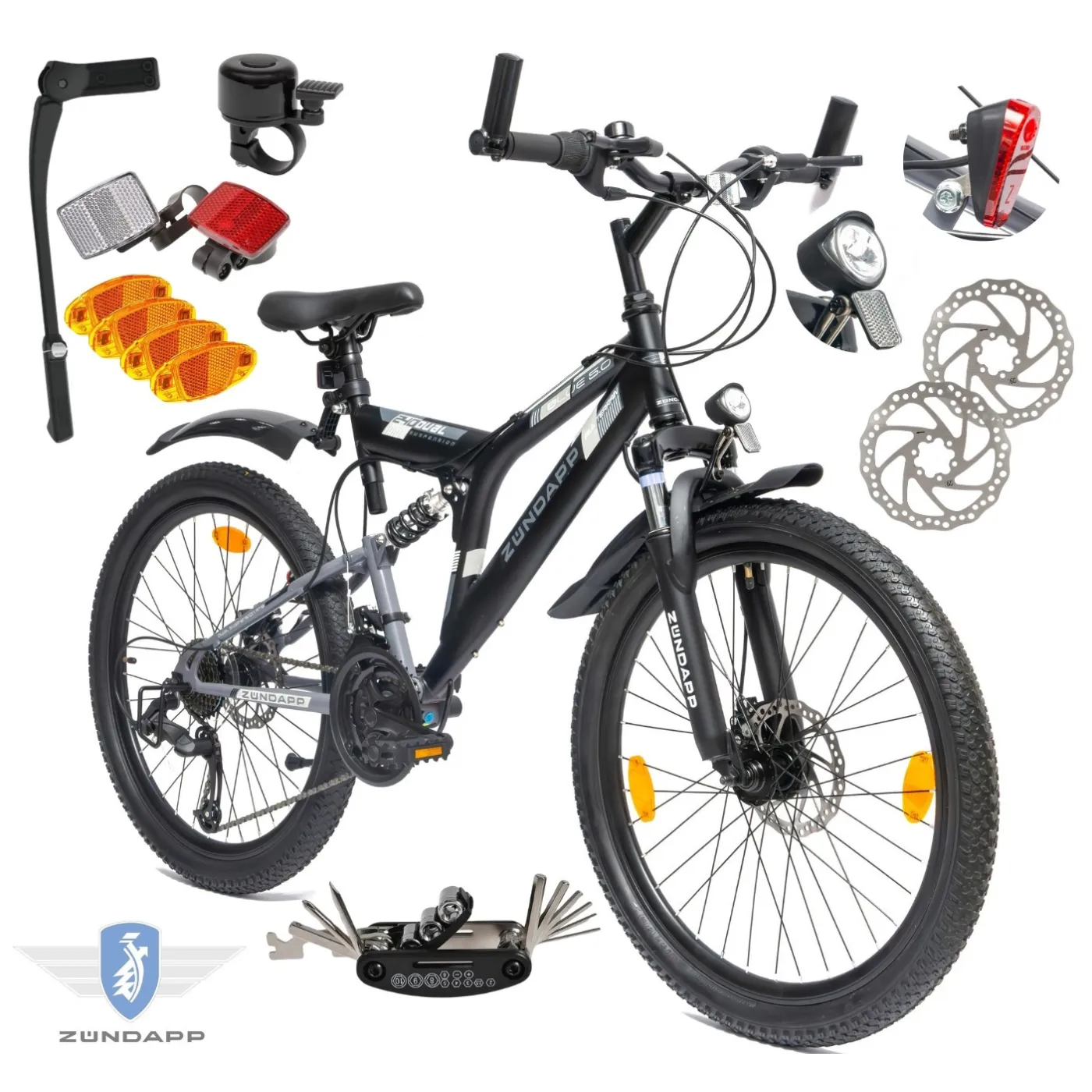 Rower Chłopięcy Górski Dziecięcy 24" MTB Amory Tarcze Oświetlenie Dynamo