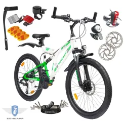 Rower Chłopięcy Górski Dziecięcy 24" MTB Amory Oświetlenie Dynamo Tarcze