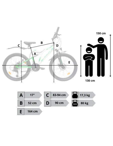 Rower Chłopięcy Górski Dziecięcy 24" MTB Amory Oświetlenie Dynamo Tarcze