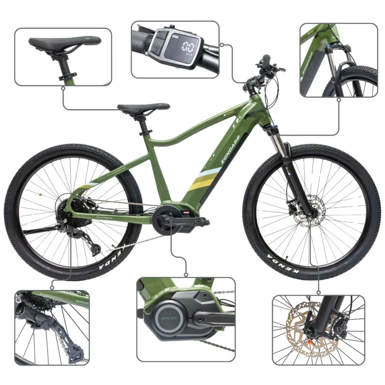 Rower Elektryczny Męski Damski Górski 27,5" SHIMANO Aplikacja 250W LCD 2025