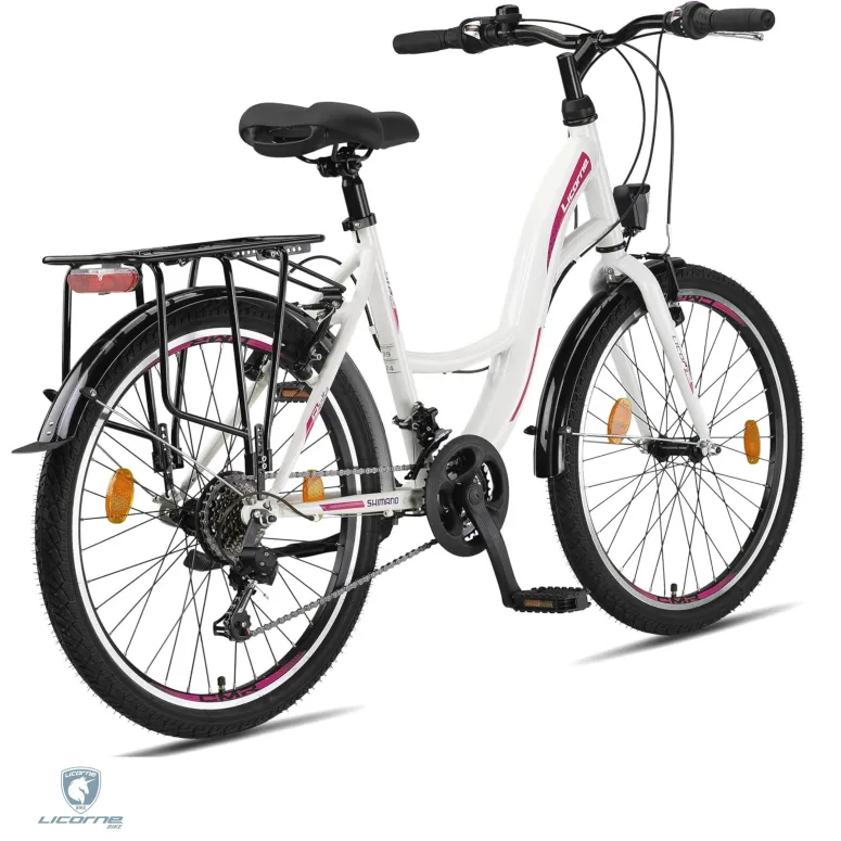 Rower Dziecięcy Dziewczęcy Miejski Trekkingowy 24" SHIMANO Błotniki Światła
