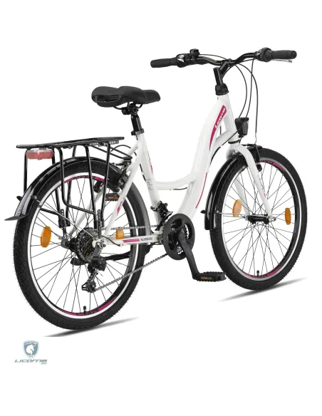 Rower Dziecięcy Dziewczęcy Miejski Trekkingowy 24" SHIMANO Błotniki Światła