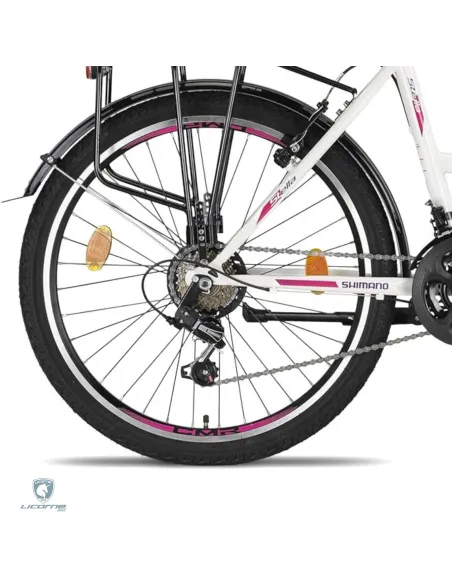 Rower Dziecięcy Dziewczęcy Miejski Trekkingowy 24" SHIMANO Błotniki Światła