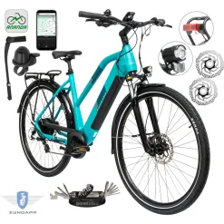 Rower Elektryczny Damski Trekkingowy 28" Aplikacja SHIMANO 2025 LCD 250 W