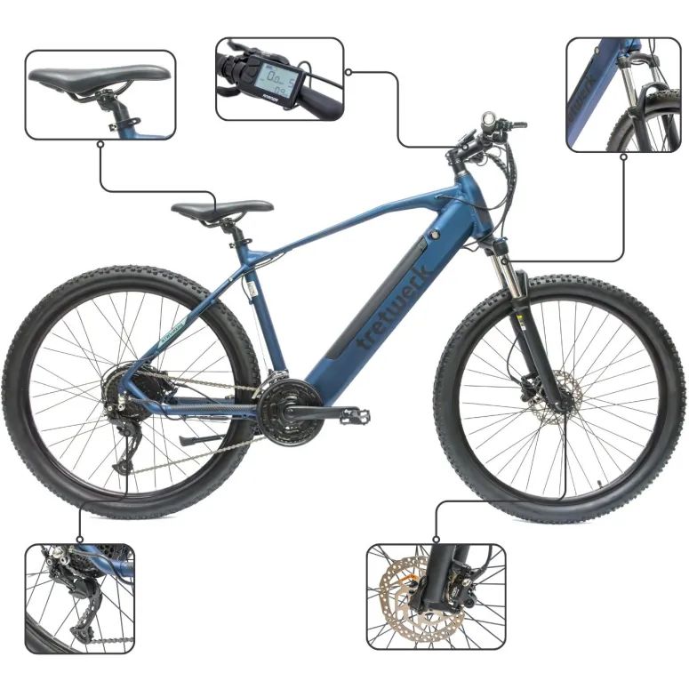 Rower Elektryczny Męski Damski Górski 27,5" MTB Shimano Alivio LCD 250 W