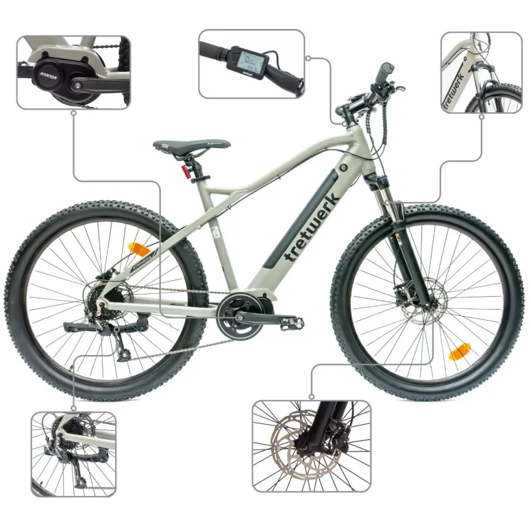 Rower Elektryczny Męski Damski Górski 27,5" MTB LCD 250 W Hydraulika Amory