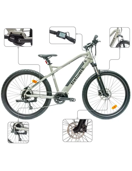 Rower Elektryczny Męski Damski Górski 27,5" MTB LCD 250 W Hydraulika Amory