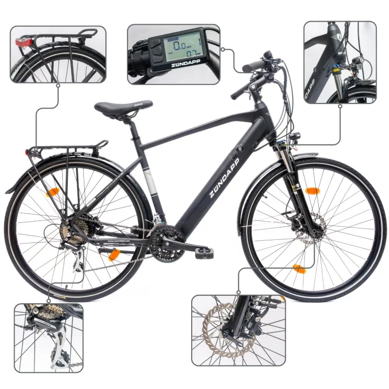 Rower Elektryczny Męski Trekkingowy 28" 250W Hydraulika SHIMANO Amortyzacja