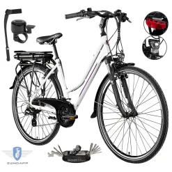 Rower Elektryczny Damski Trekkingowy 28 250W Amortyzacja Shimano ALU 468 Wh