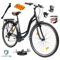 Rower Miejski Damski Męski 28 Rev Stopka Bagażnik Światła Dzwonek Błotniki