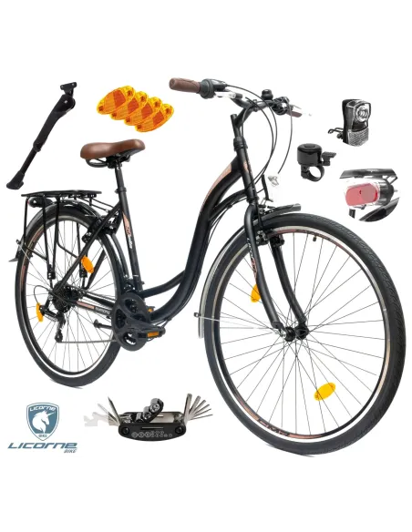 Rower Miejski Damski Męski 28 Rev Stopka Bagażnik Światła Dzwonek Błotniki