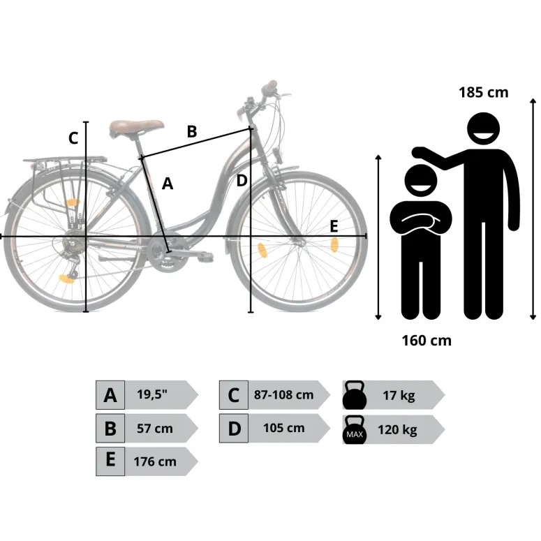 Rower Miejski Damski Męski 28 Rev Stopka Bagażnik Światła Dzwonek Błotniki