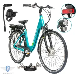 Rower Elektryczny Damski Miejski Koła 28" SHIMANO Nexus 250 W LCD Aplikacja