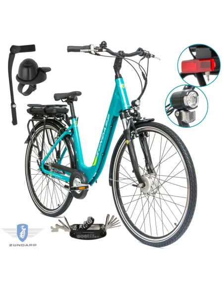 Rower Elektryczny Damski Miejski Koła 28" SHIMANO Nexus 250 W LCD Aplikacja