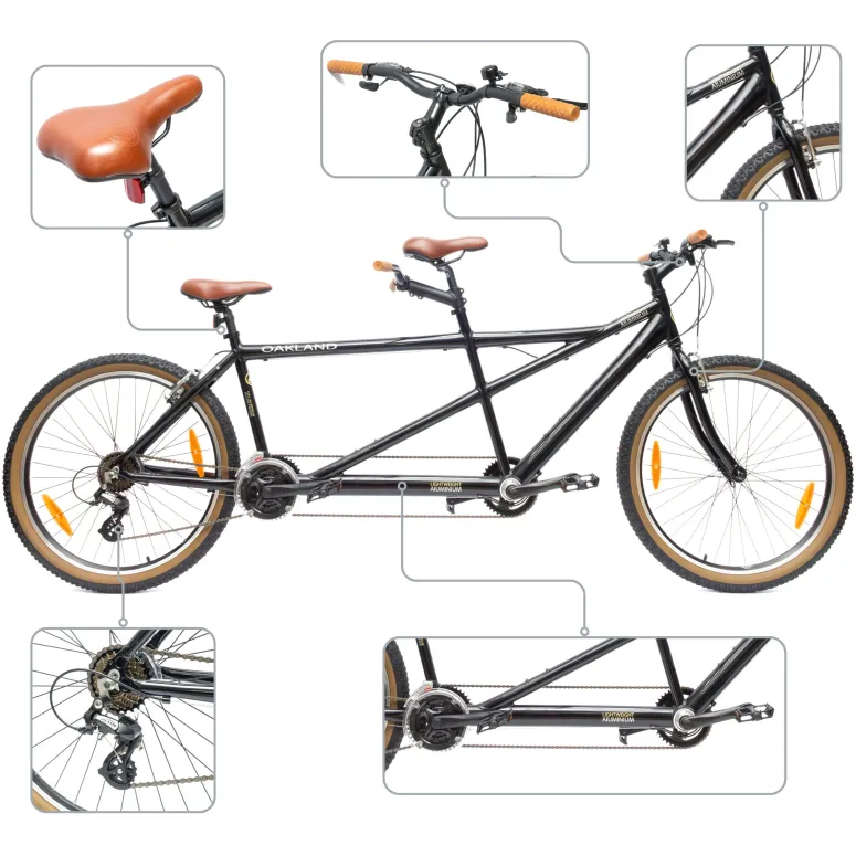 Rower Tandem Męski Damski Miejski Trekkingowy 26" SHIMANO Aluminium Dzwonek