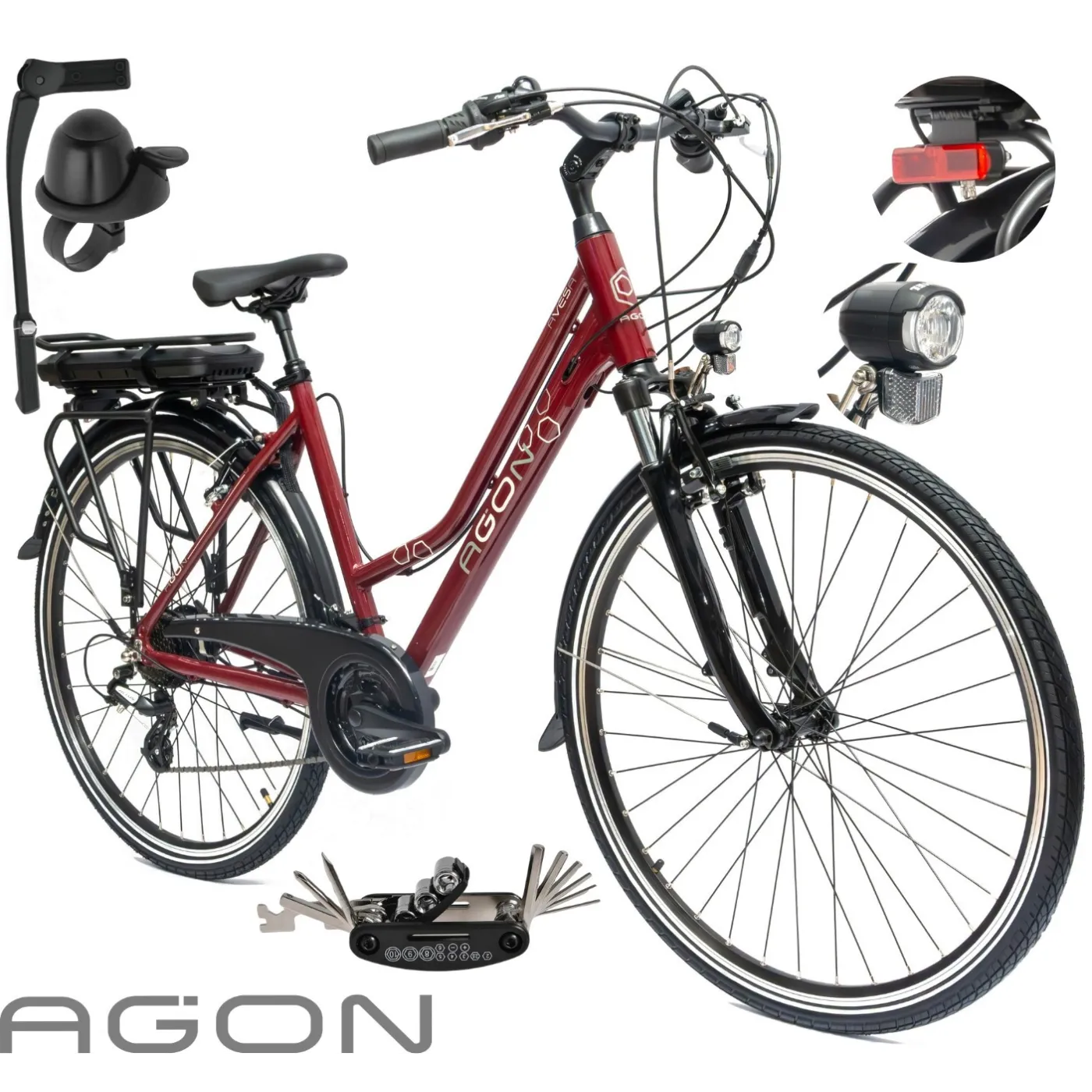 Rower Elektryczny Damski Miejski 28" SHIMANO Aplikacja NFC 250 W LCD 2024