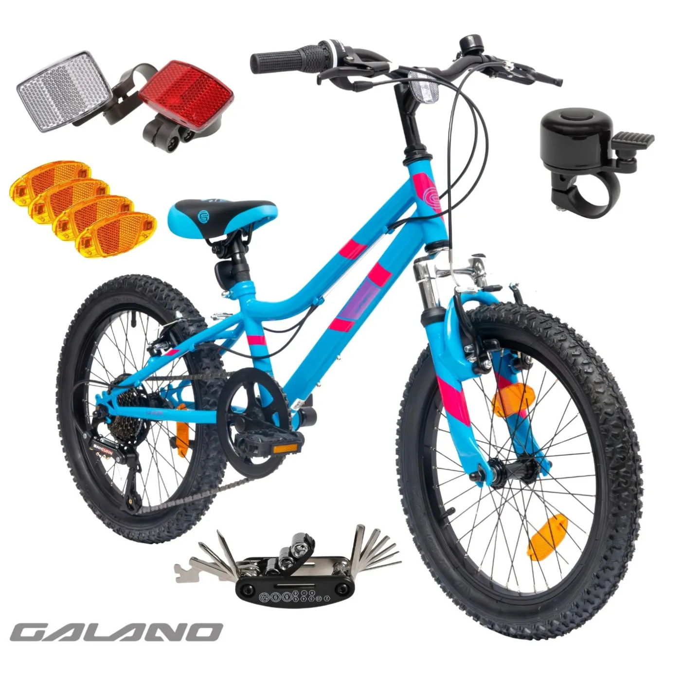 Rower Dziecięcy 18" Dziewczęcy Chłopięcy Dzwonek Stopka Odblaski Saiguan