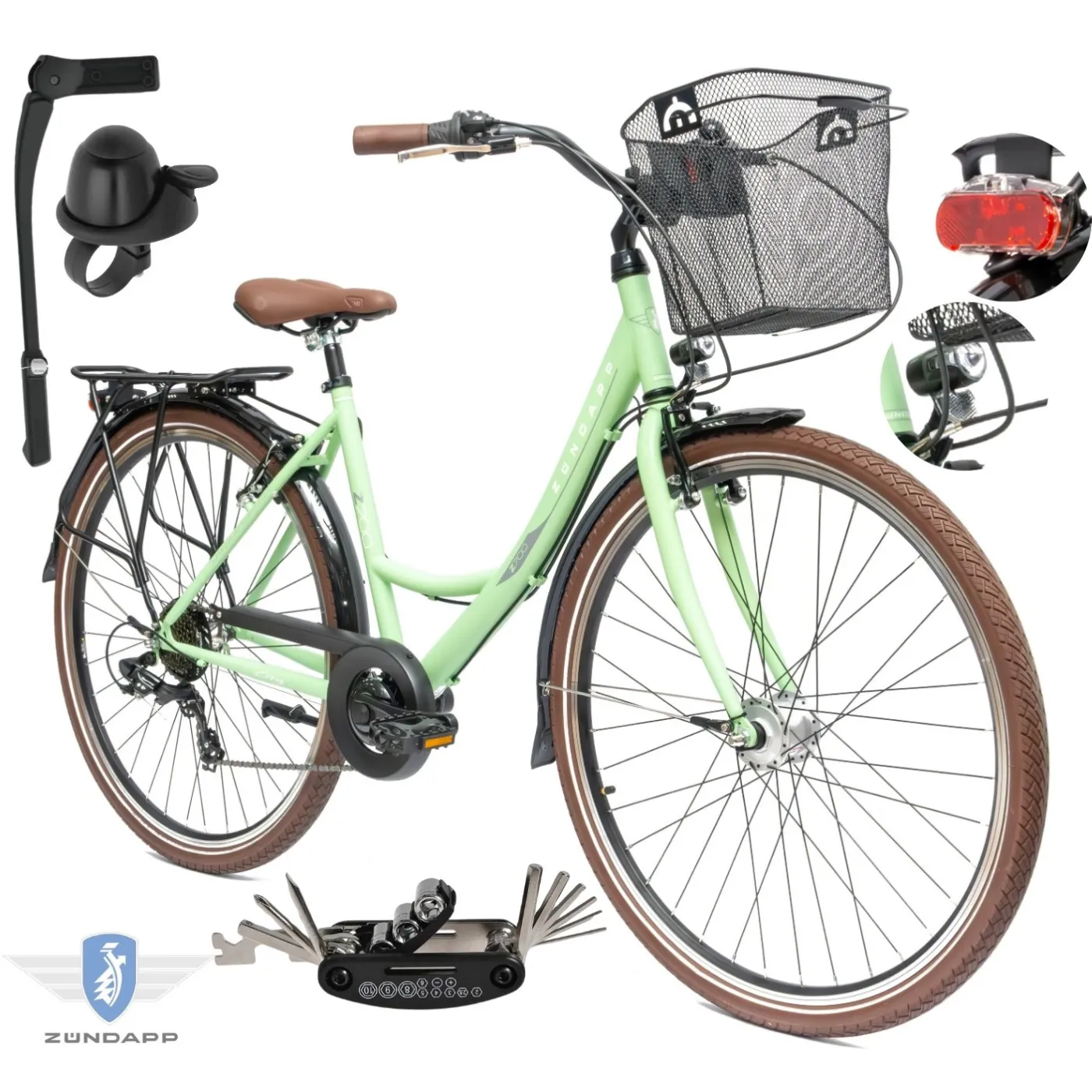 Rower Damski Miejski 28" SHIMANO Oświetlenie Dynamo Koszyk Bagażnik Stopka