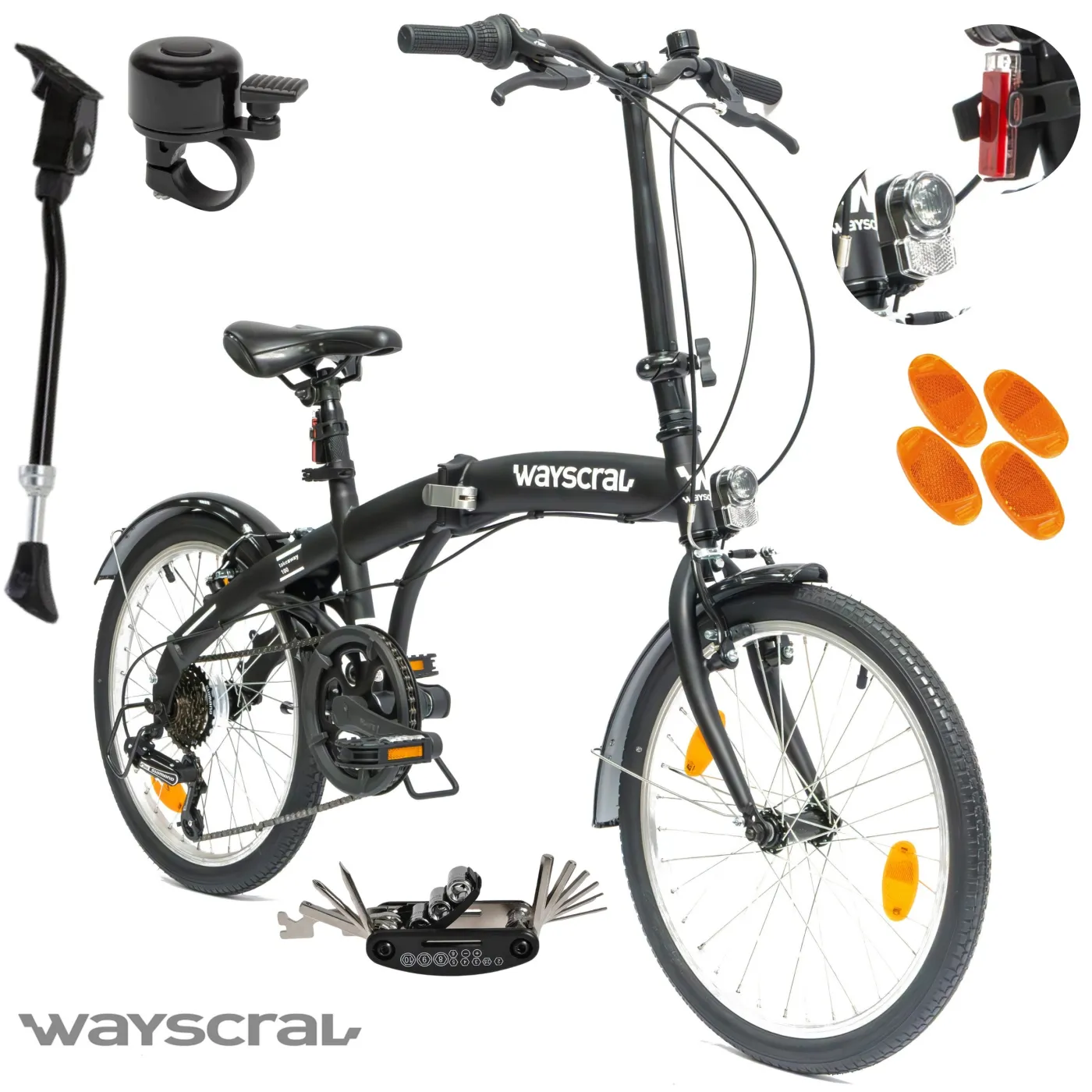 Rower Męski Damski Składany Miejski 20" SHIMANO Błotniki Stopka Oświetlenie