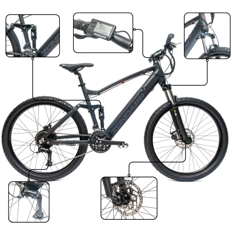 Rower Elektryczny Męski Górski 27,5" SHIMANO Tarcze Aluminium MTB 250 W LCD