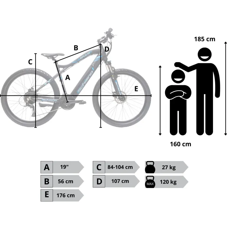 Rower Elektryczny Męski Damski Górski 27,5" MTB 250W Amortyzacja Tarcze LED
