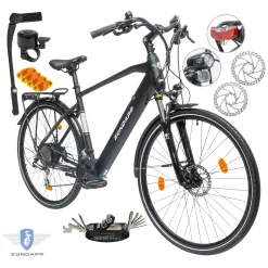 Rower Elektryczny Męski Trekkingowy 28" 250W Hydraulika SHIMANO Amortyzacja