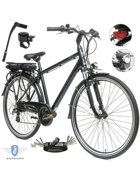 Elektryczny Rower Męski 28 Alu Trekkingowy Wspomaganie Revo Światła Dzwonek