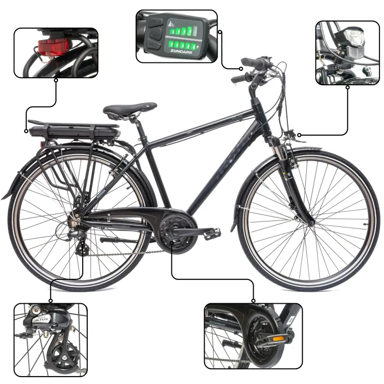 Elektryczny Rower Męski 28 Alu Trekkingowy Wspomaganie Revo Światła Dzwonek