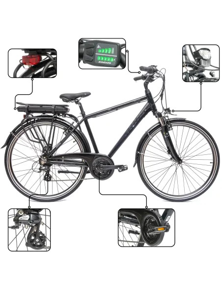 Elektryczny Rower Męski 28 Alu Trekkingowy Wspomaganie Revo Światła Dzwonek
