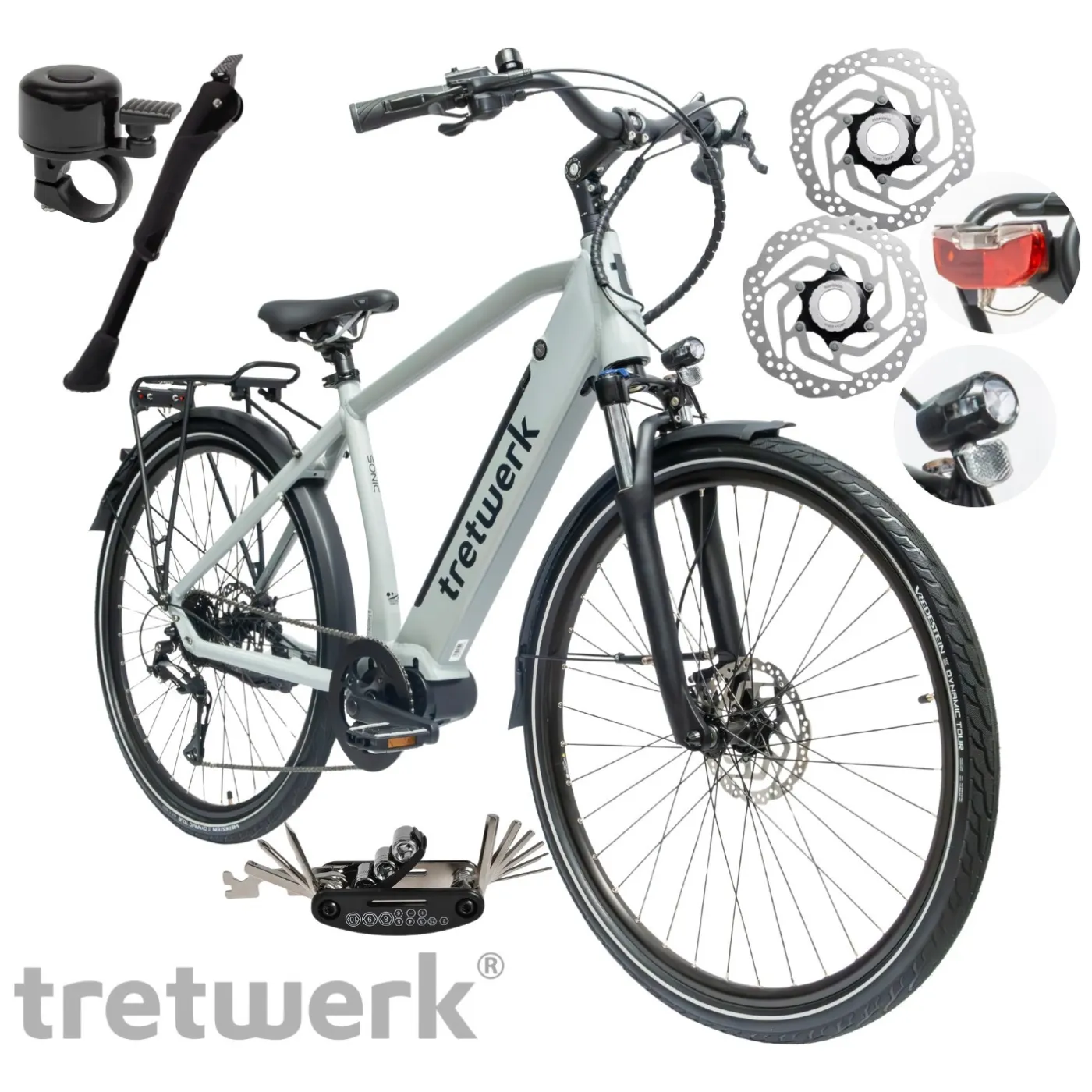 Rower Elektryczny Męski Trekkingowy 28 SHIMANO Hydraulika 250 W LCD Światła