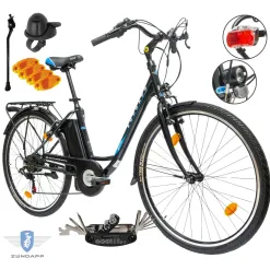 Rower Elektryczny Damski Miejski 28" SHIMANO 250 W LED Bagażnik Oświetlenie