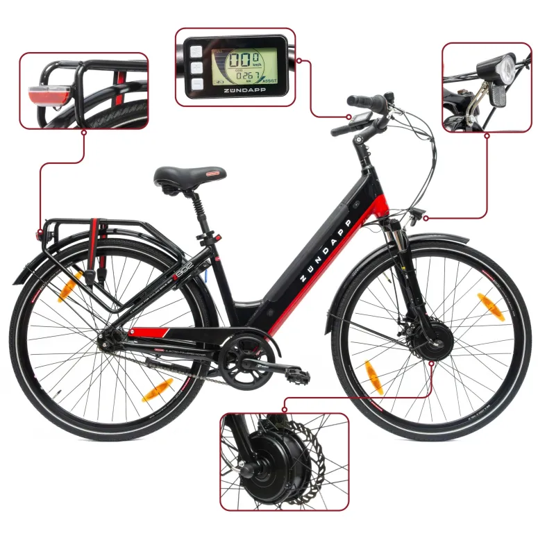 Elektryczny Rower Miejski 28 ALU Nexus 7 Błotniki Tarcze 5 Trybów Kontra