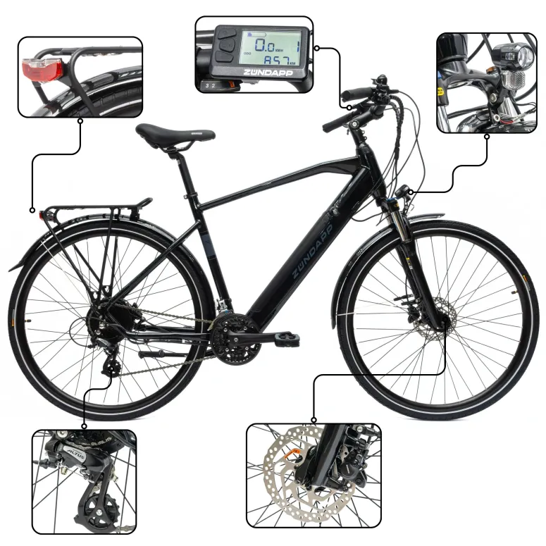 Elektryczny Rower Trekkingowy Męski 28 Hydraulika ALU Wspomaganie Cyngle