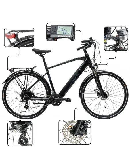 Elektryczny Rower Trekkingowy Męski 28 Hydraulika ALU Wspomaganie Cyngle