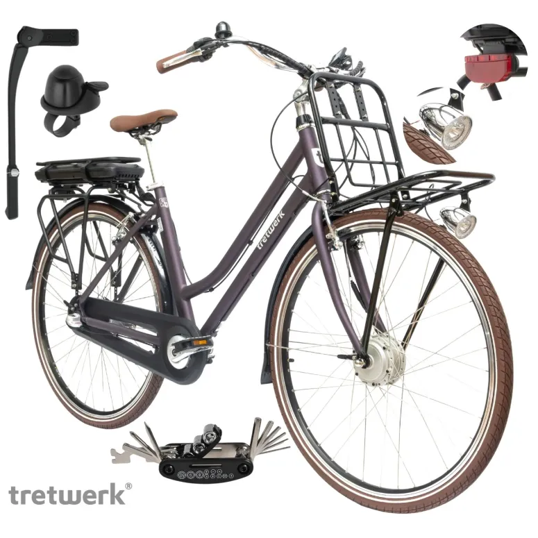 Rower Elektryczny Damski Miejski 28" SHIMANO Nexus 250 W LED Oświetlenie