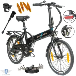 Elektryczny Rower Składany 20 Alu Wspomaganie Dzwonek Oświetlenie Bagażnik