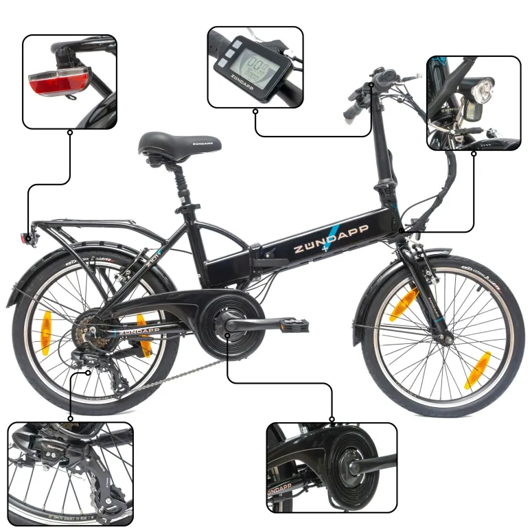 Elektryczny Rower Składany 20 Alu Wspomaganie Dzwonek Oświetlenie Bagażnik