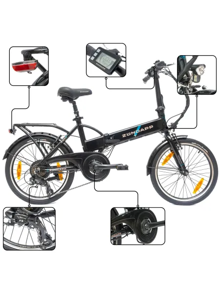 Elektryczny Rower Składany 20 Alu Wspomaganie Dzwonek Oświetlenie Bagażnik